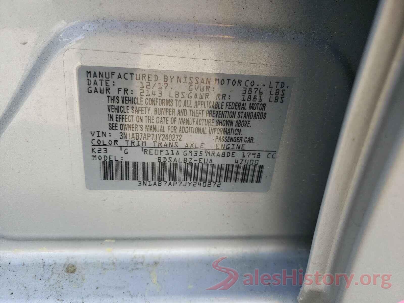 3N1AB7AP7JY240272 2018 NISSAN SENTRA