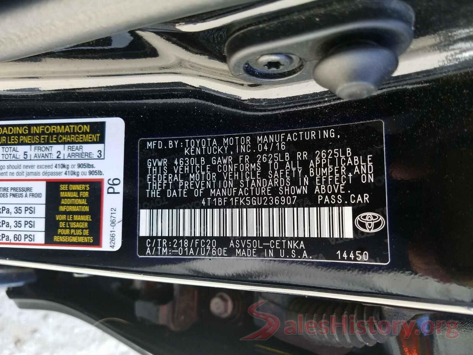 4T1BF1FK5GU236907 2016 TOYOTA CAMRY