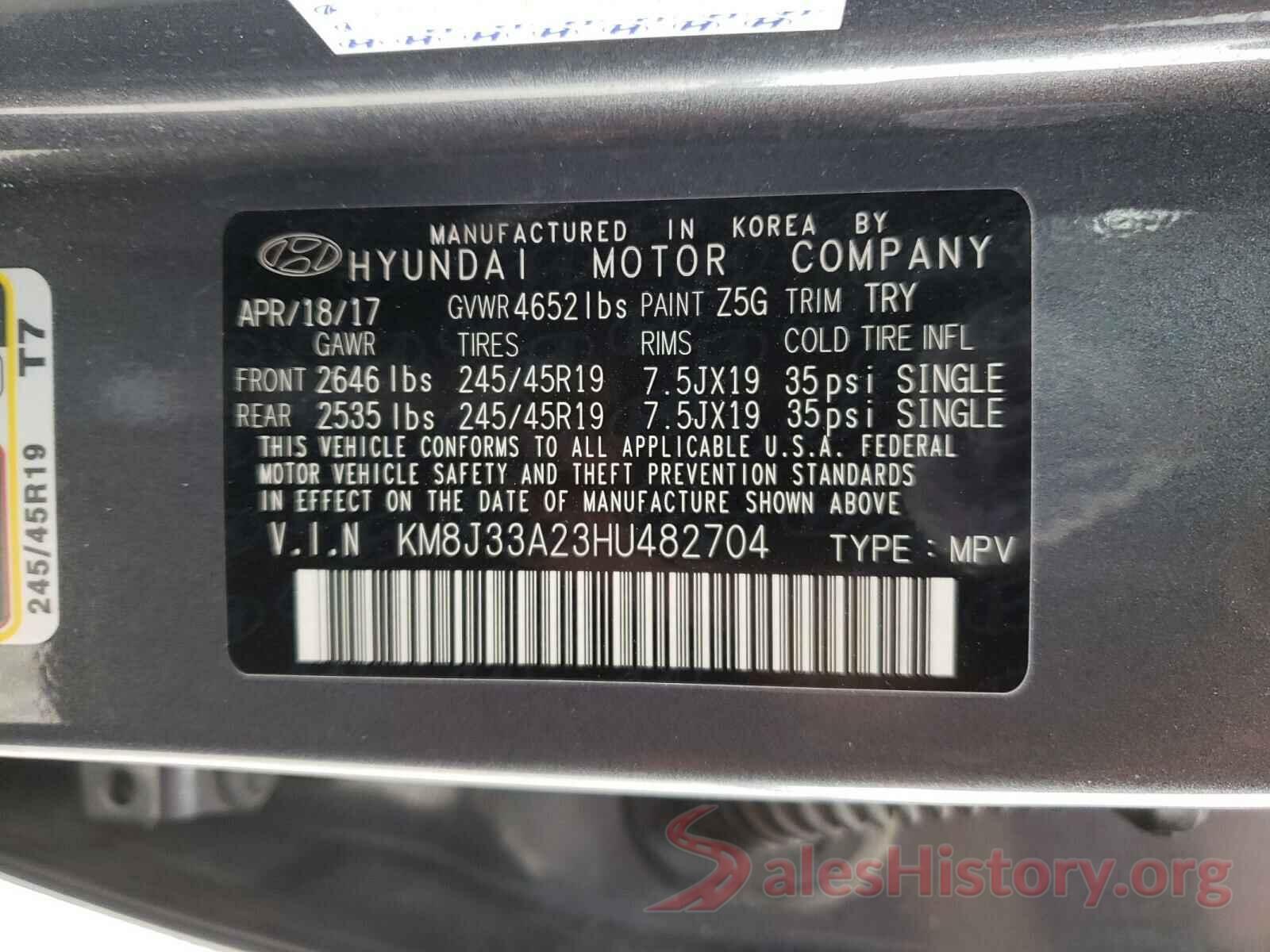 KM8J33A23HU482704 2017 HYUNDAI TUCSON