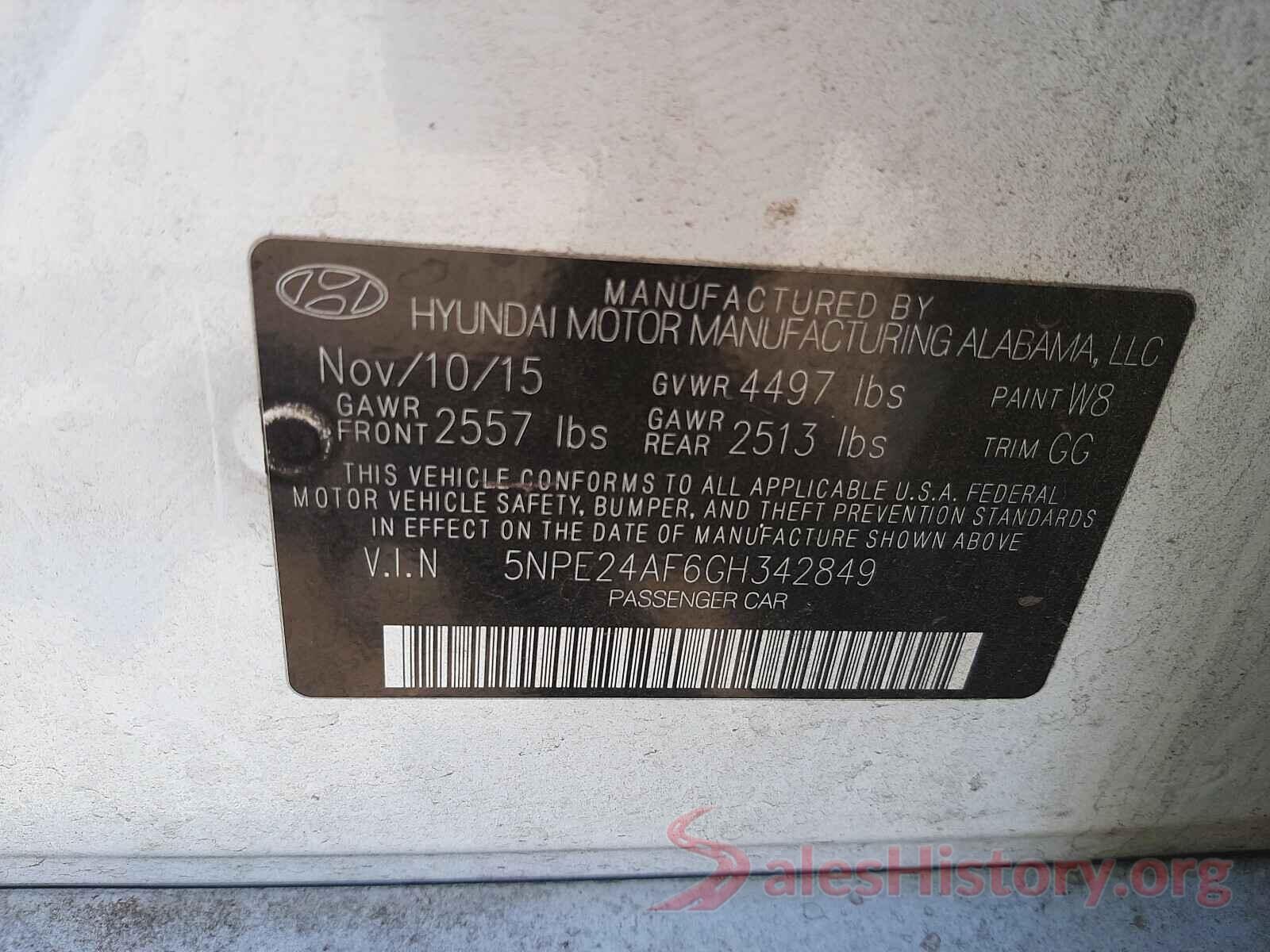 5NPE24AF6GH342849 2016 HYUNDAI SONATA