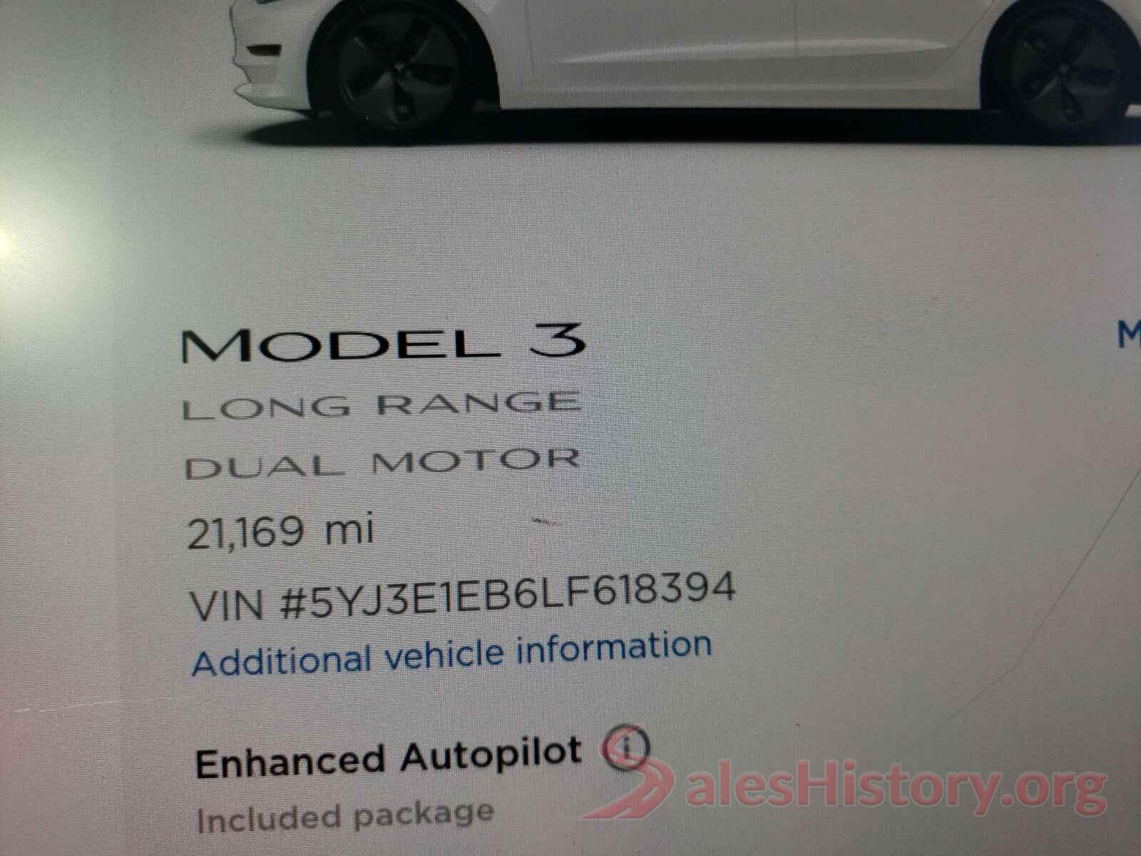 5YJ3E1EB6LF618394 2020 TESLA MODEL 3