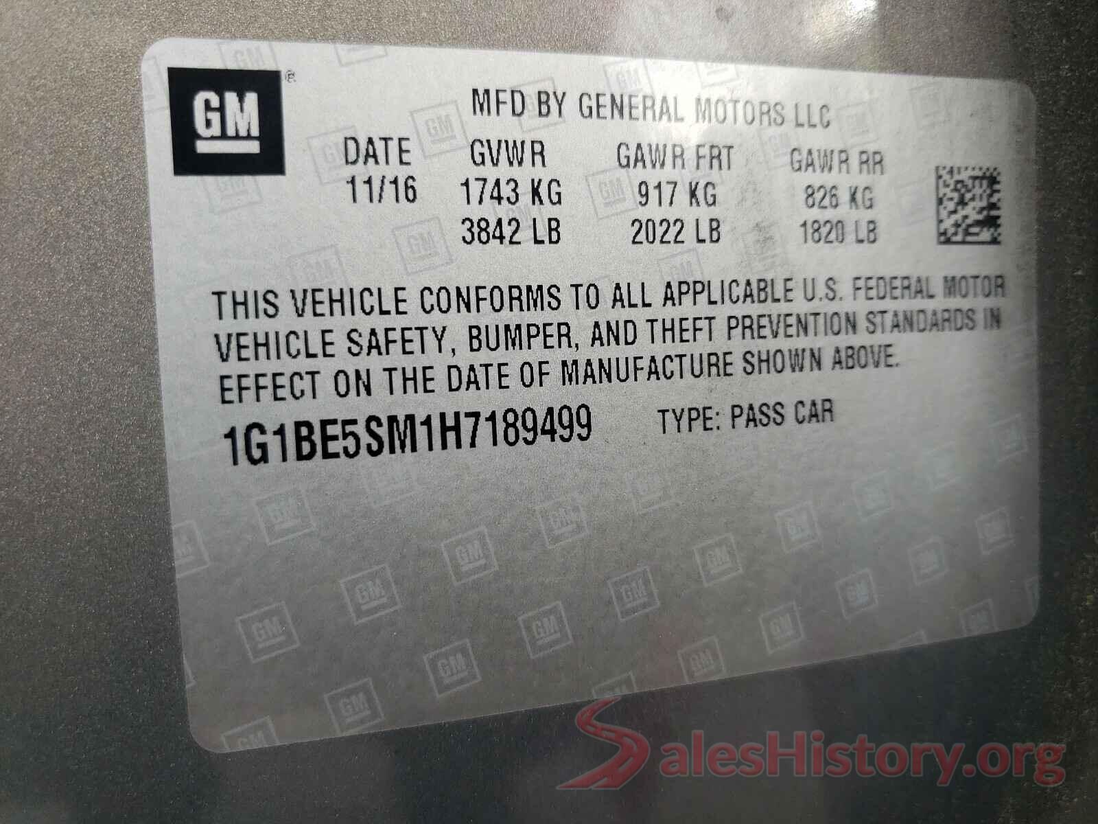 1G1BE5SM1H7189499 2017 CHEVROLET CRUZE