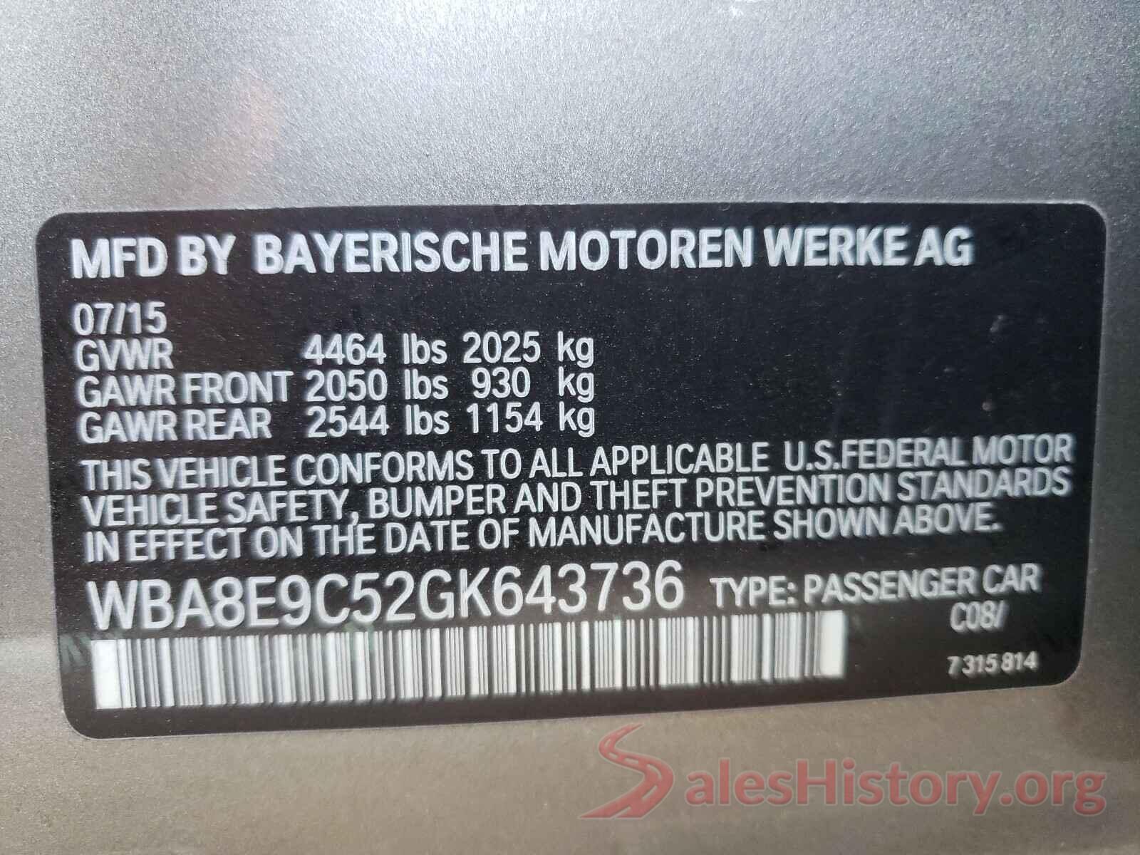 WBA8E9C52GK643736 2016 BMW 3 SERIES