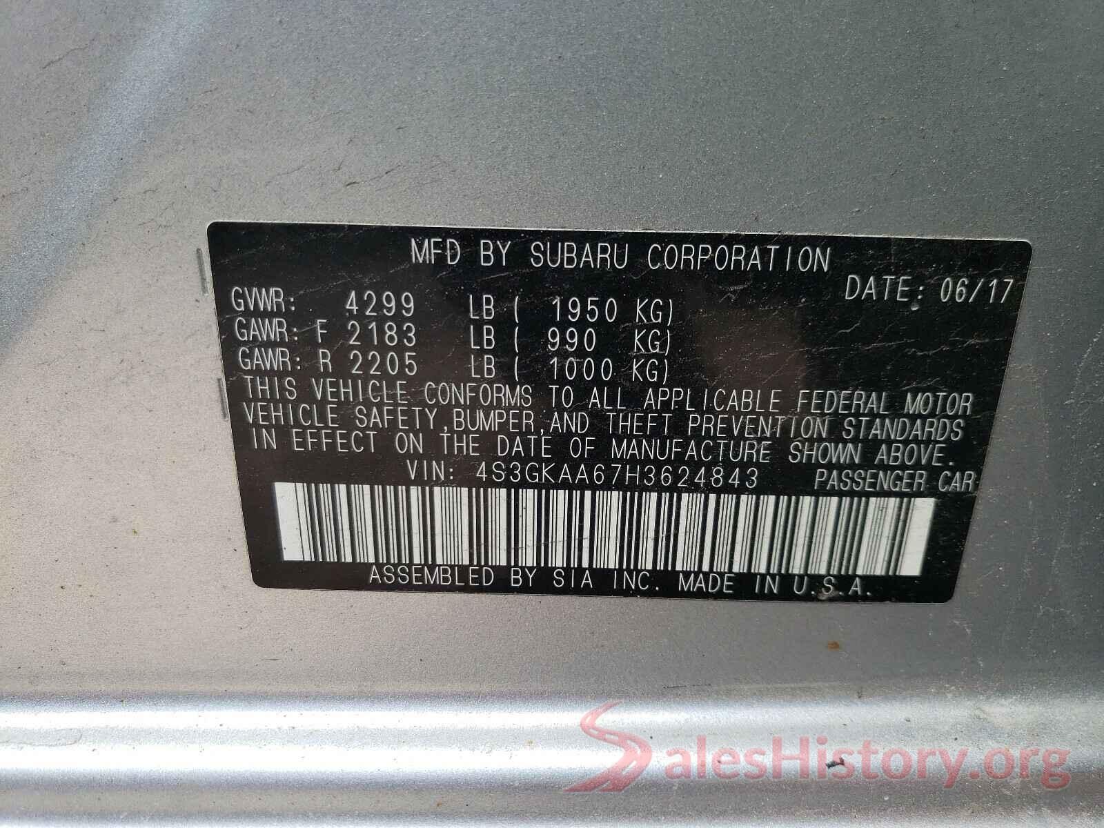 4S3GKAA67H3624843 2017 SUBARU IMPREZA