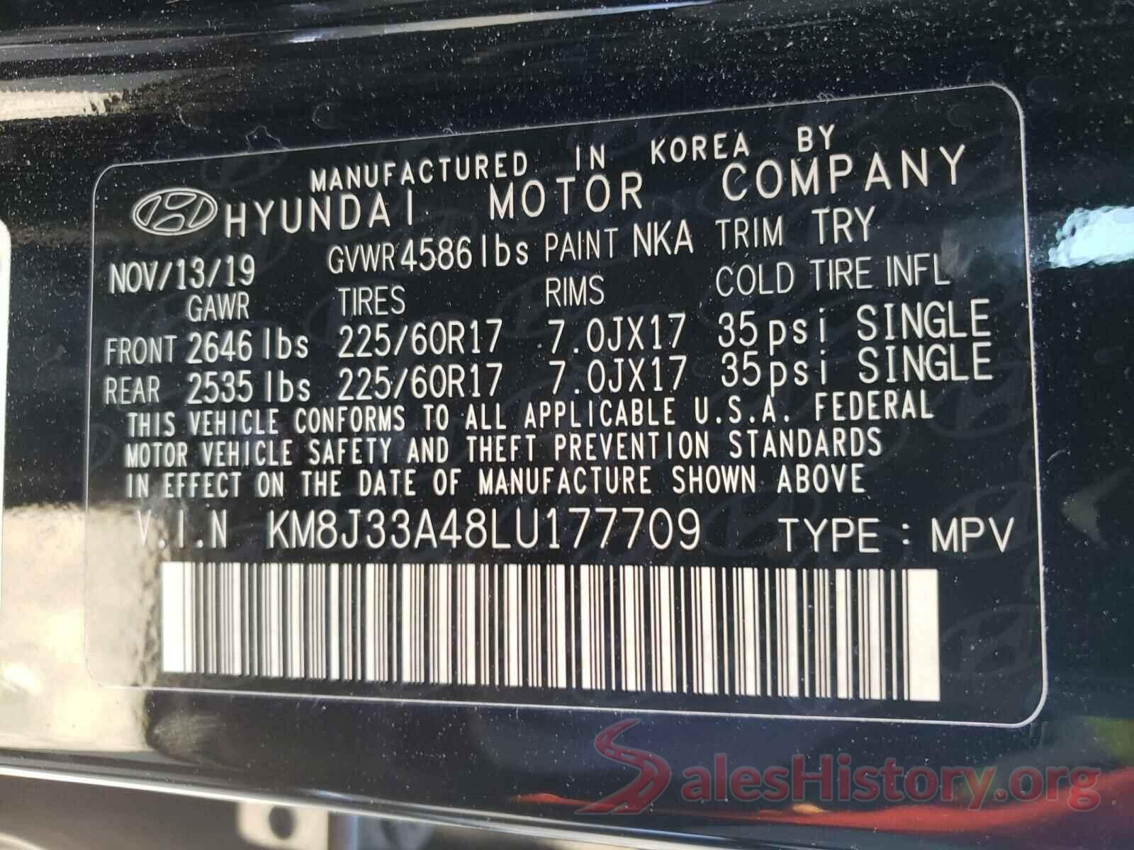 KM8J33A48LU177709 2020 HYUNDAI TUCSON