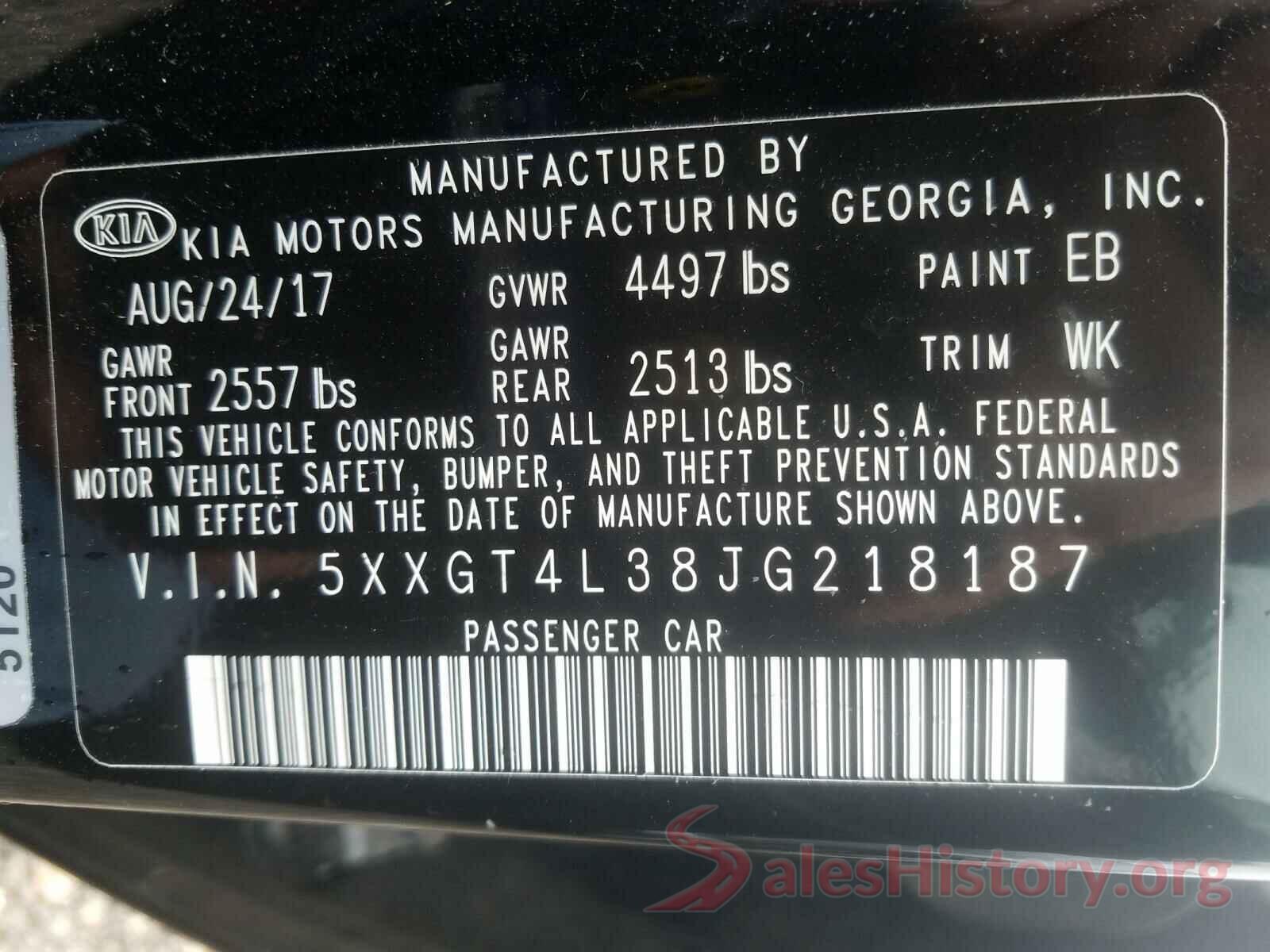 5XXGT4L38JG218187 2018 KIA OPTIMA