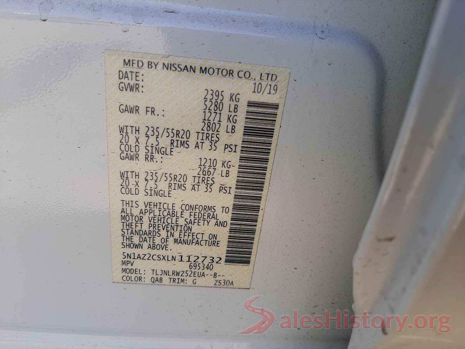 5N1AZ2CSXLN112732 2020 NISSAN MURANO