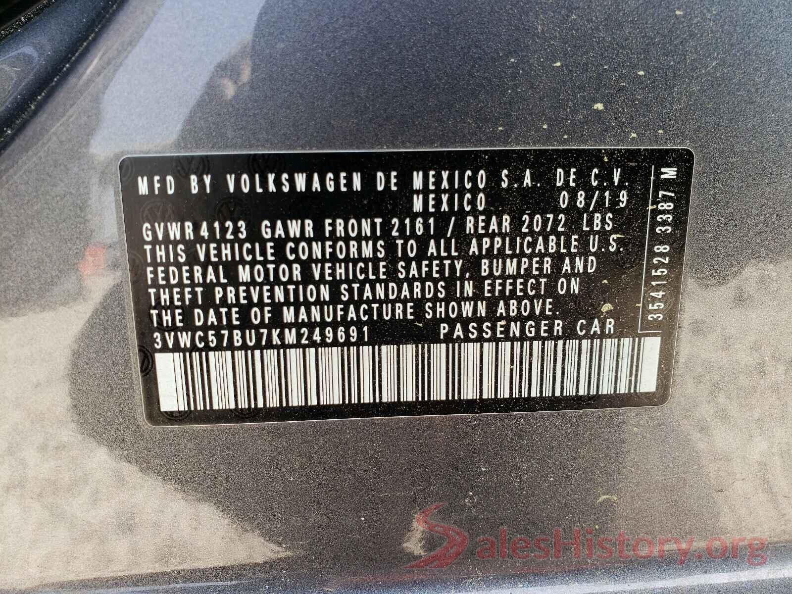 3VWC57BU7KM249691 2019 VOLKSWAGEN JETTA