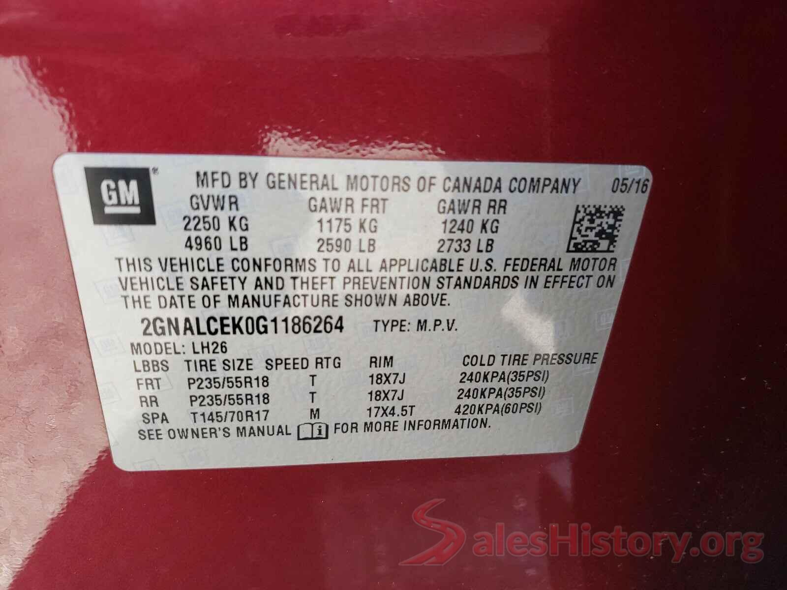 2GNALCEK0G1186264 2016 CHEVROLET EQUINOX