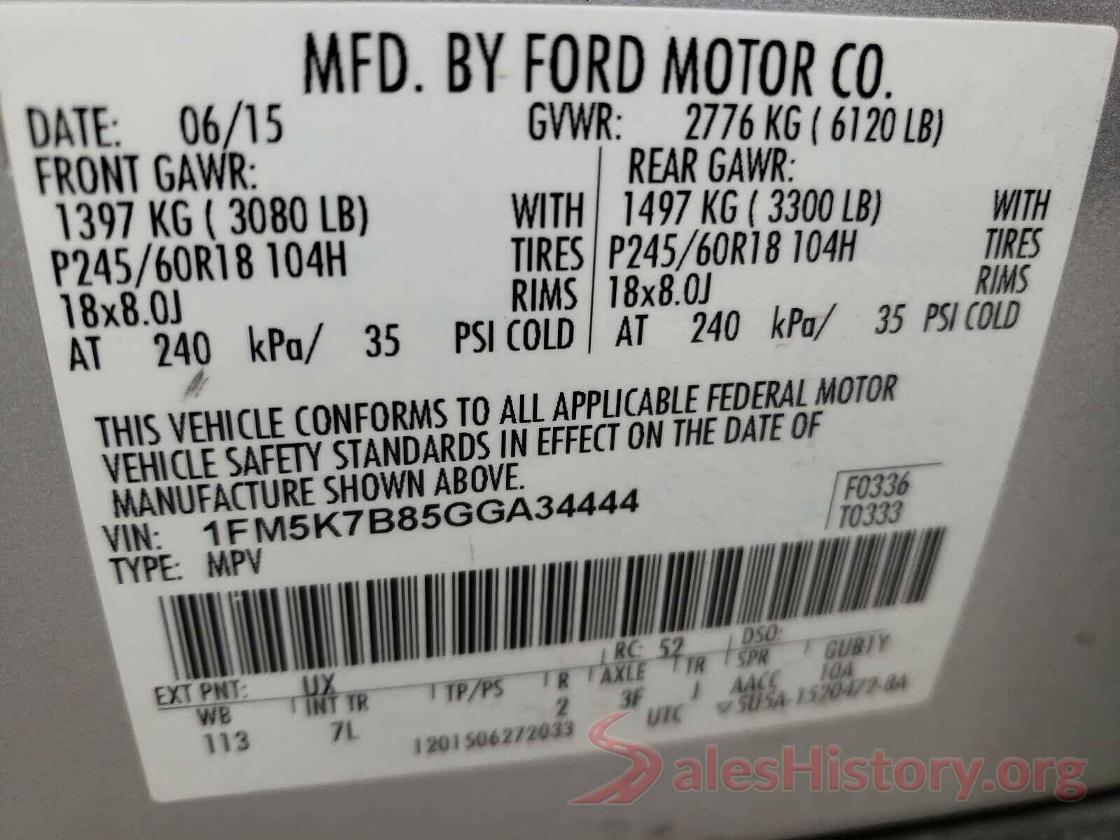 1FM5K7B85GGA34444 2016 FORD EXPLORER