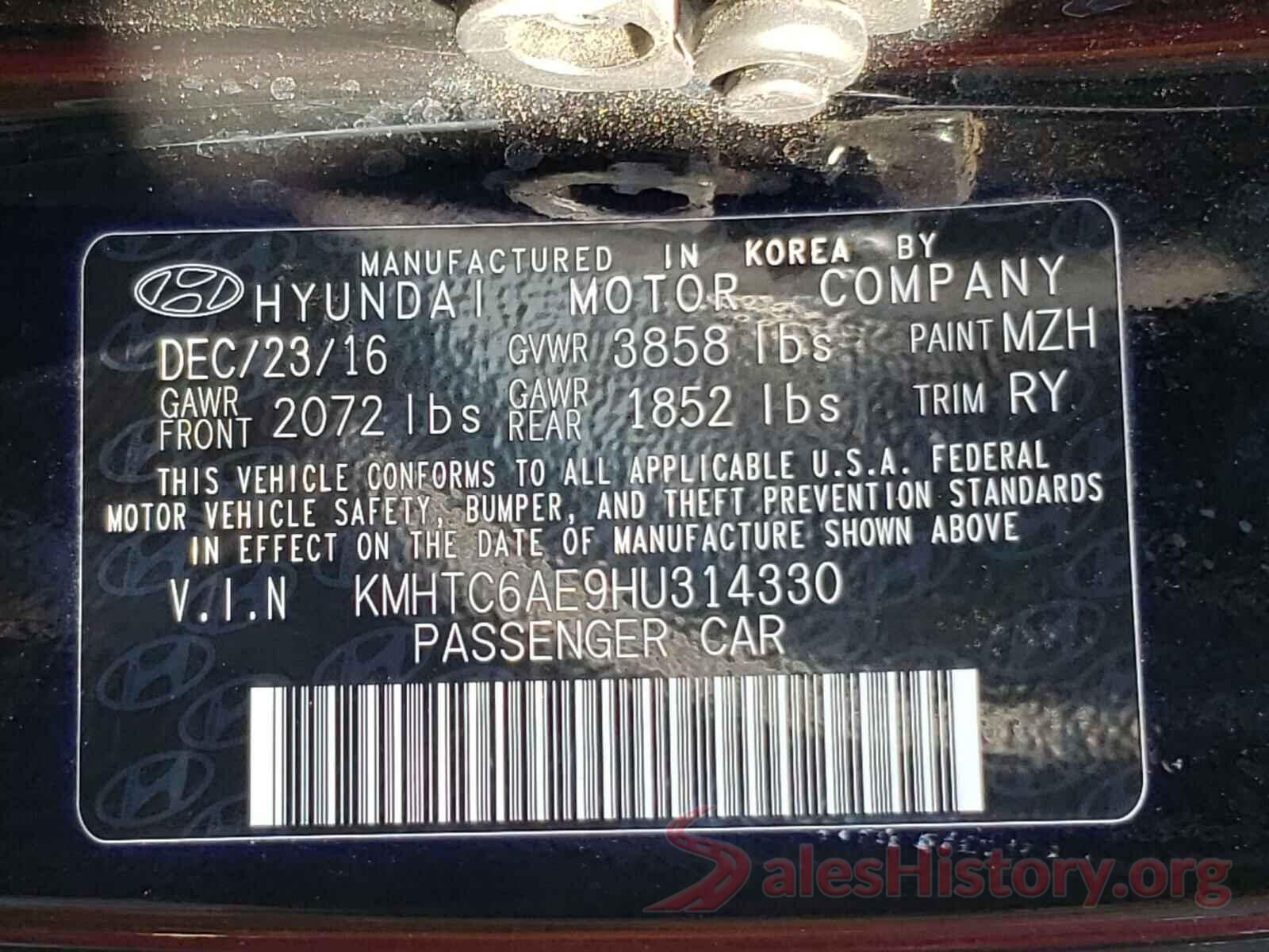 KMHTC6AE9HU314330 2017 HYUNDAI VELOSTER