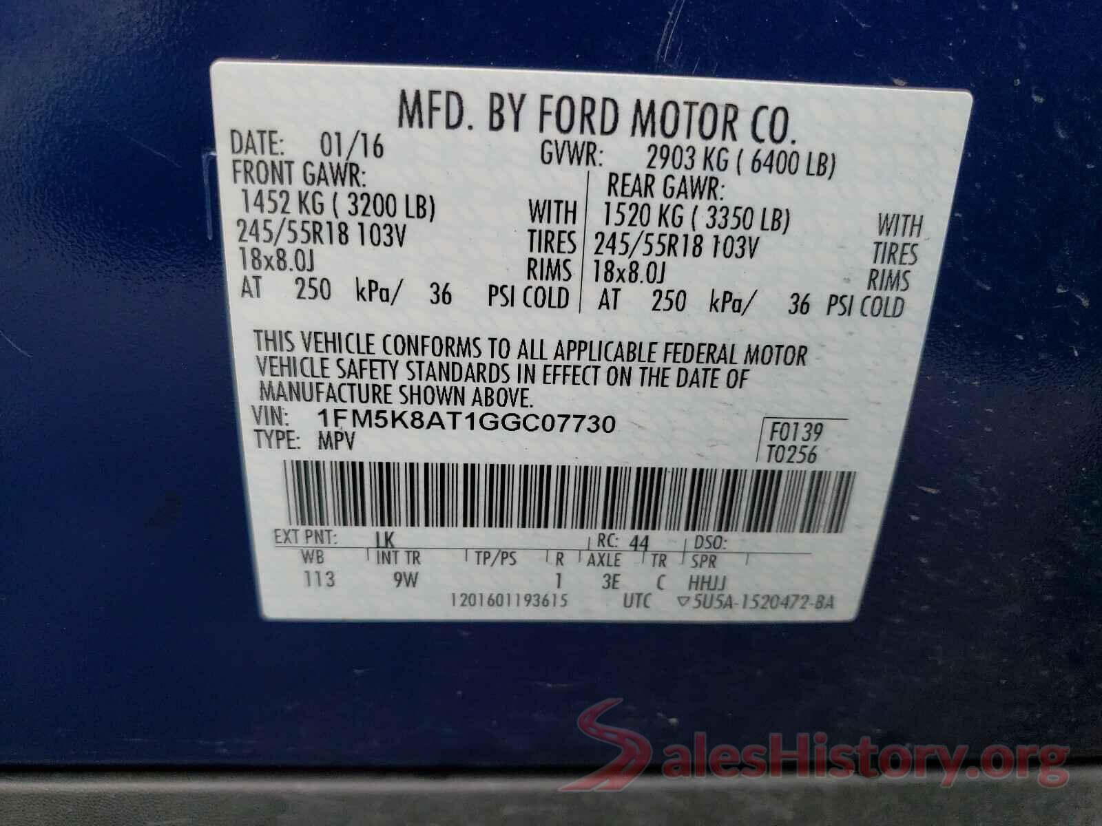 1FM5K8AT1GGC07730 2016 FORD EXPLORER