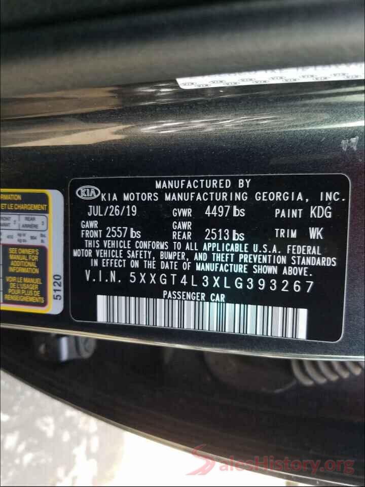 5XXGT4L3XLG393267 2020 KIA OPTIMA