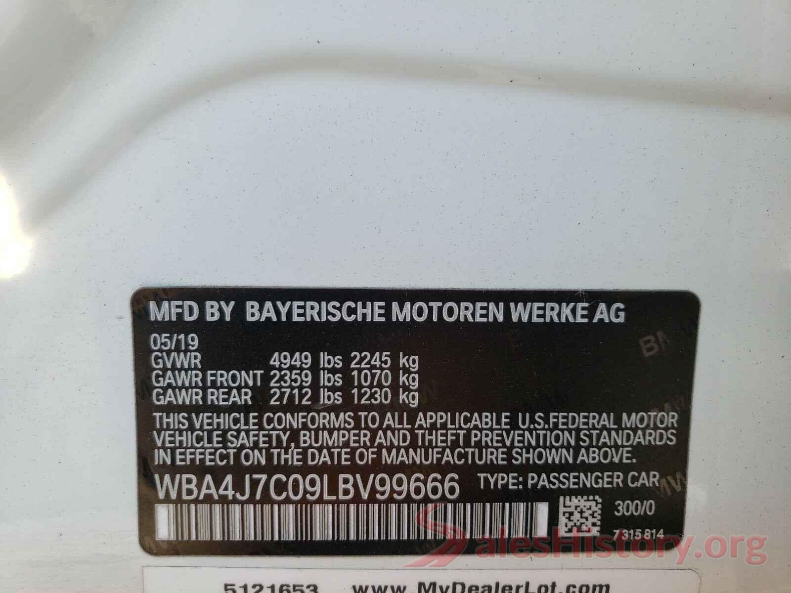 WBA4J7C09LBV99666 2020 BMW 4 SERIES