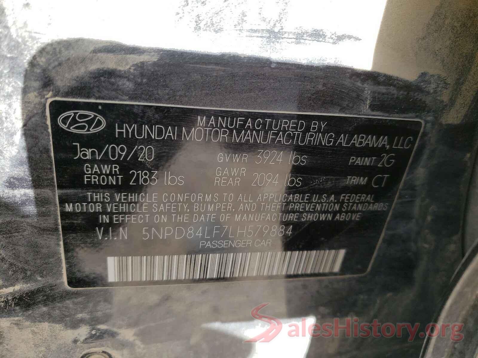 5NPD84LF7LH579884 2020 HYUNDAI ELANTRA