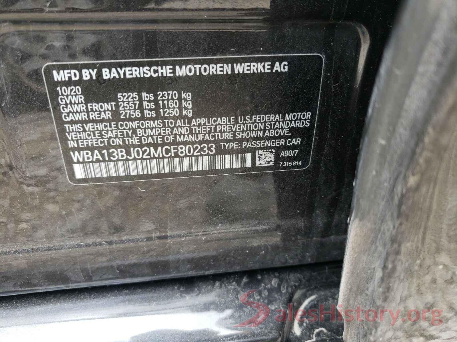 WBA13BJ02MCF80233 2021 BMW 5 SERIES