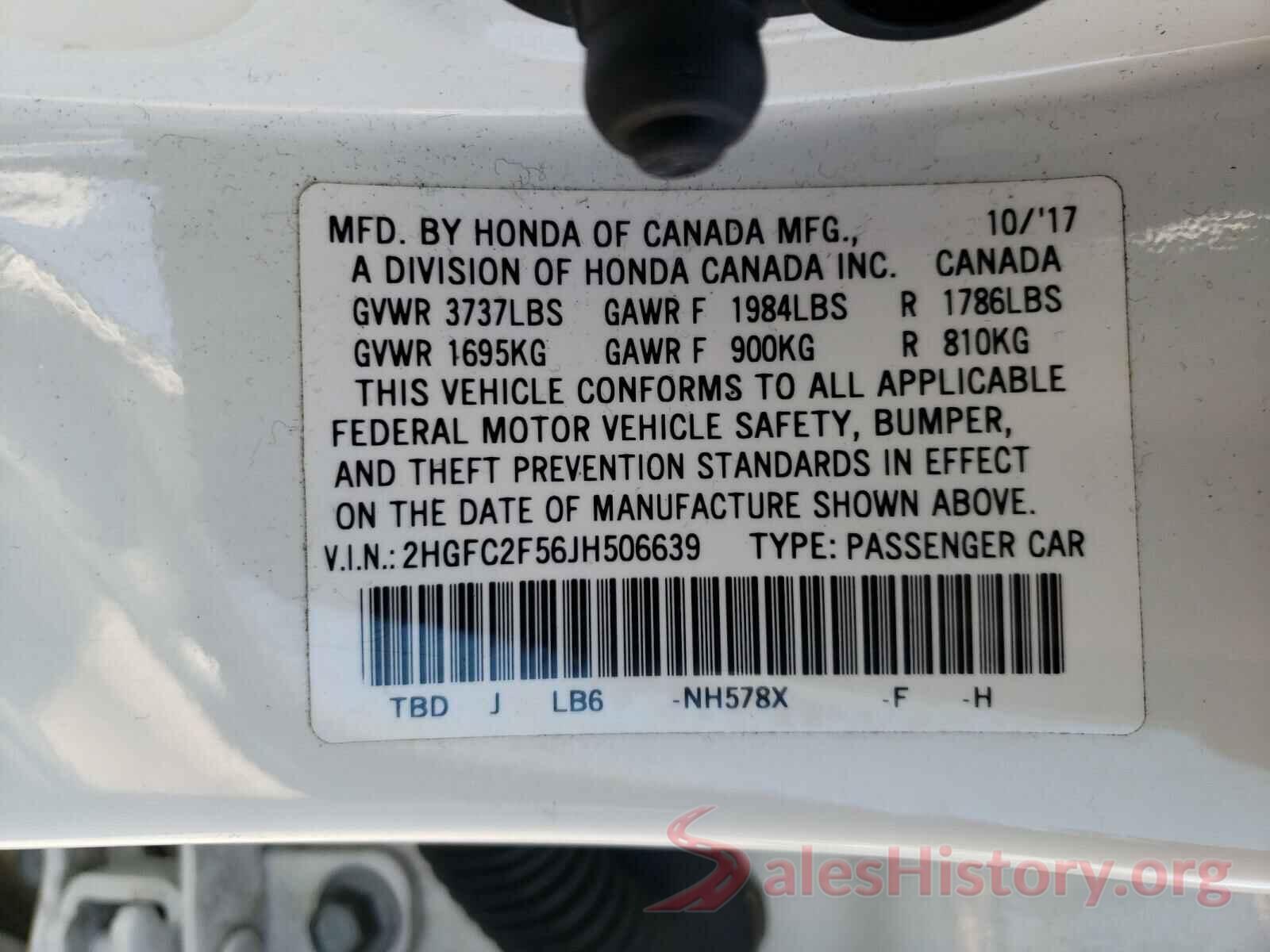 2HGFC2F56JH506639 2018 HONDA CIVIC