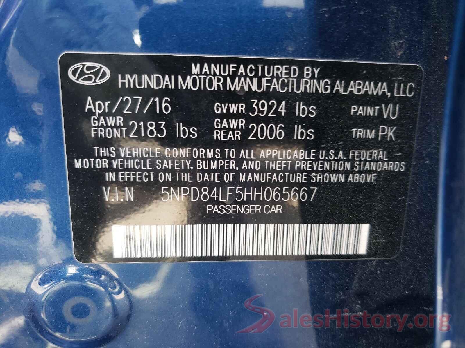 5NPD84LF5HH065667 2017 HYUNDAI ELANTRA