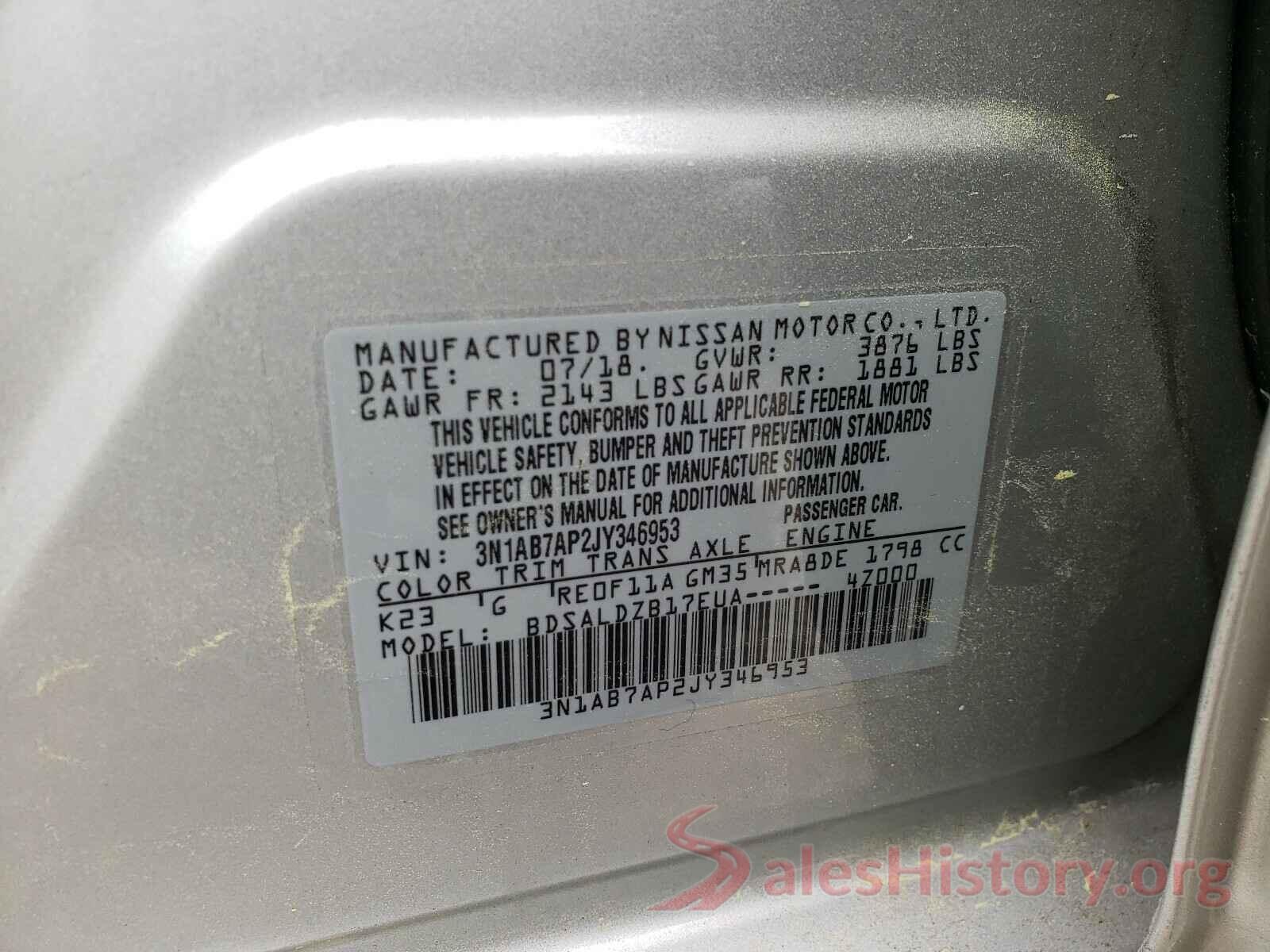 3N1AB7AP2JY346953 2018 NISSAN SENTRA