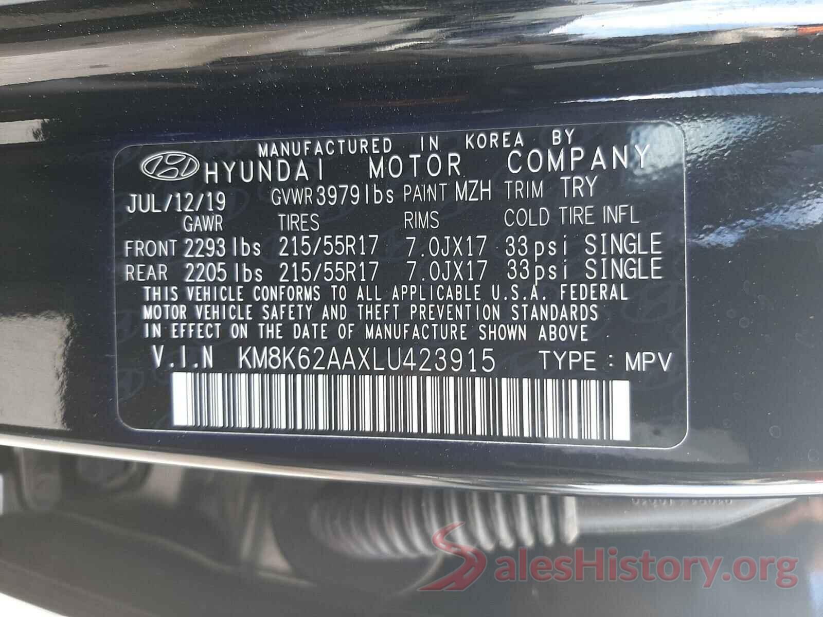 KM8K62AAXLU423915 2020 HYUNDAI KONA