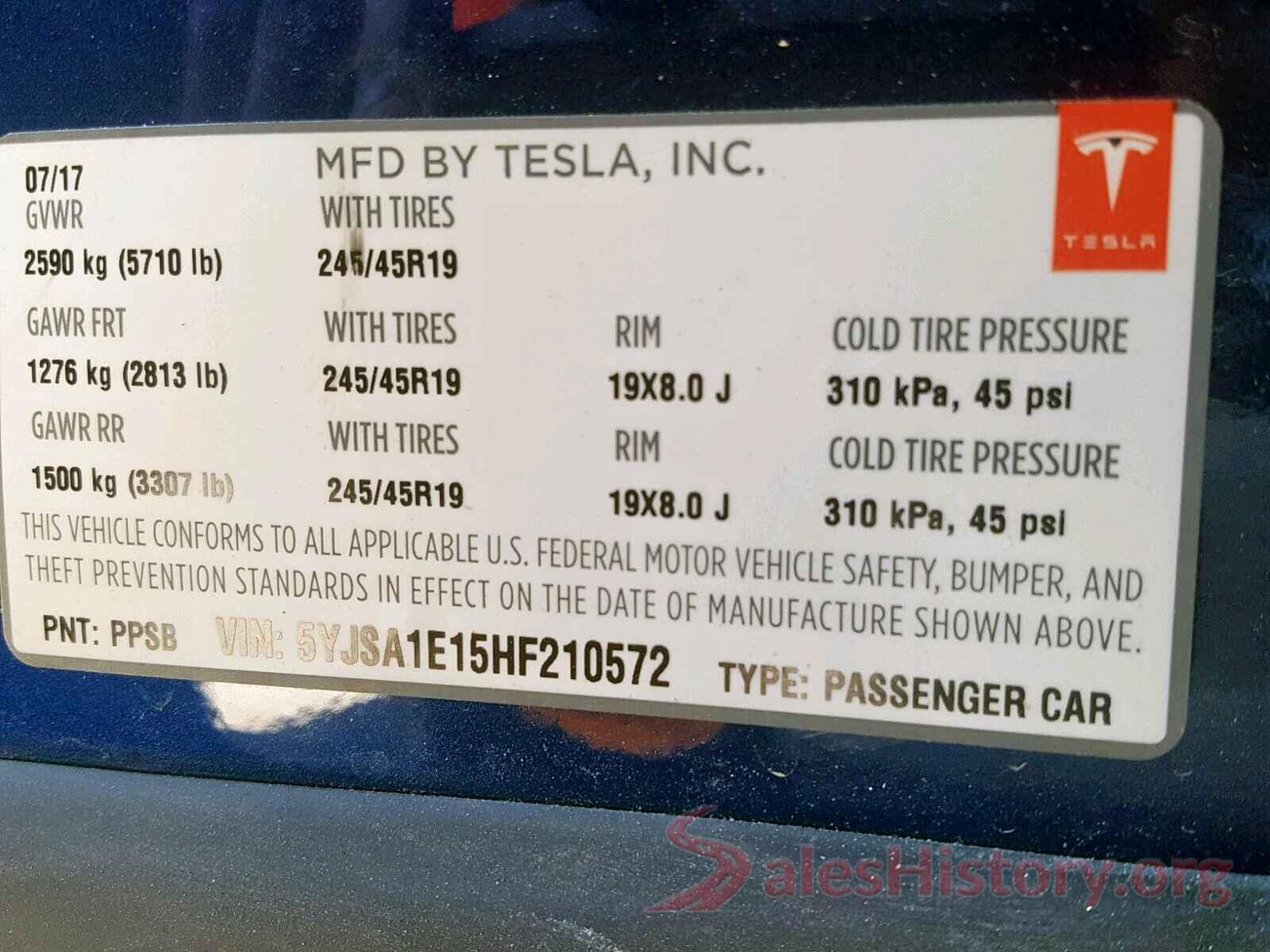 5YJSA1E15HF210572 2017 TESLA MODEL S