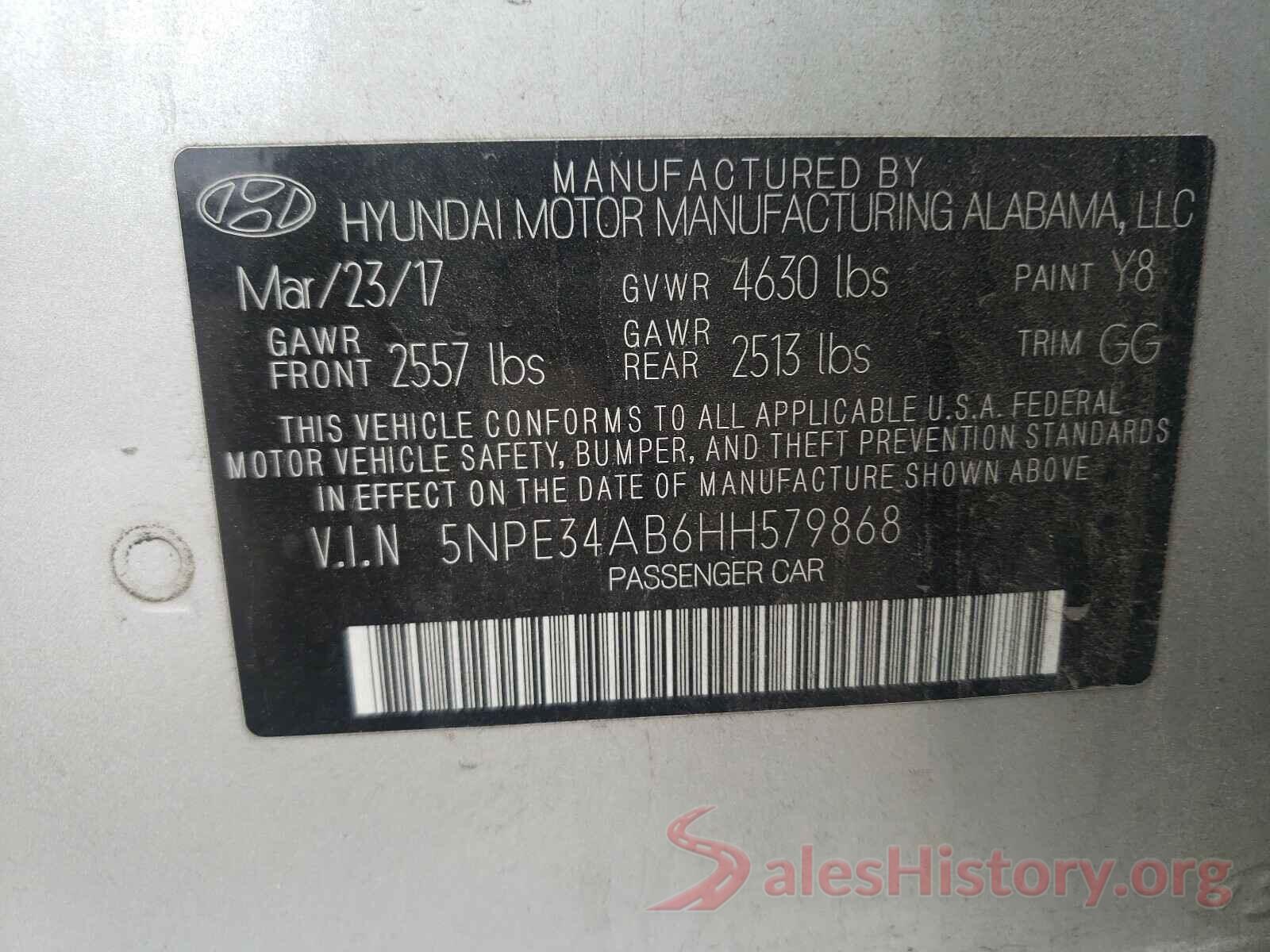 5NPE34AB6HH579868 2017 HYUNDAI SONATA