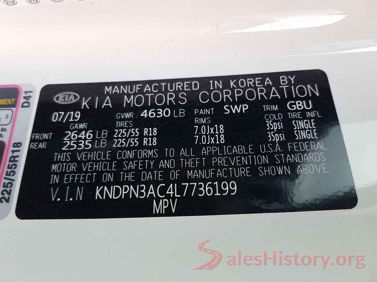 KNDPN3AC4L7736199 2020 KIA SPORTAGE