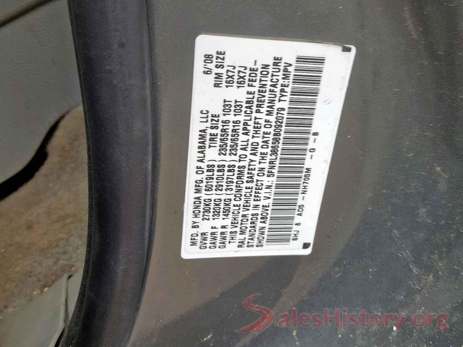 5FNRL38658B092079 2008 HONDA ODYSSEY EX