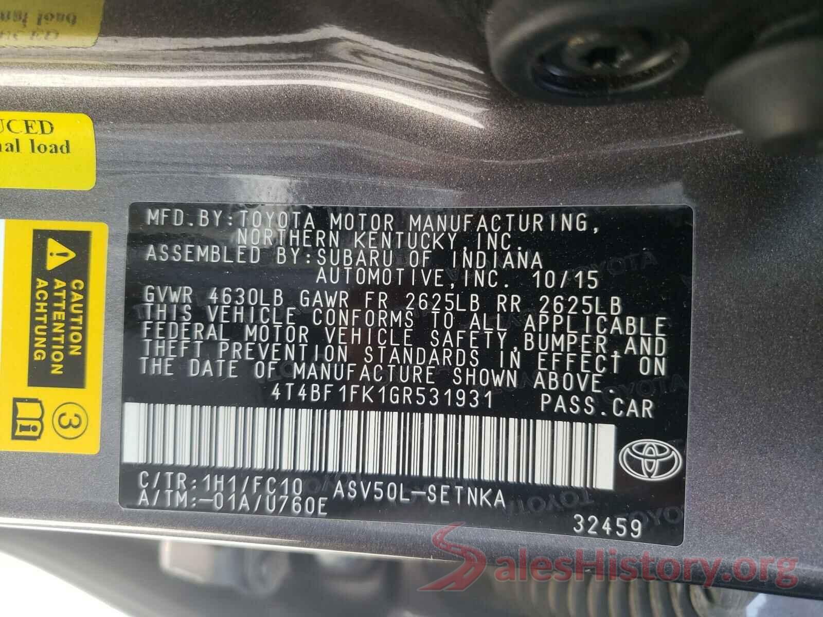 4T4BF1FK1GR531931 2016 TOYOTA CAMRY