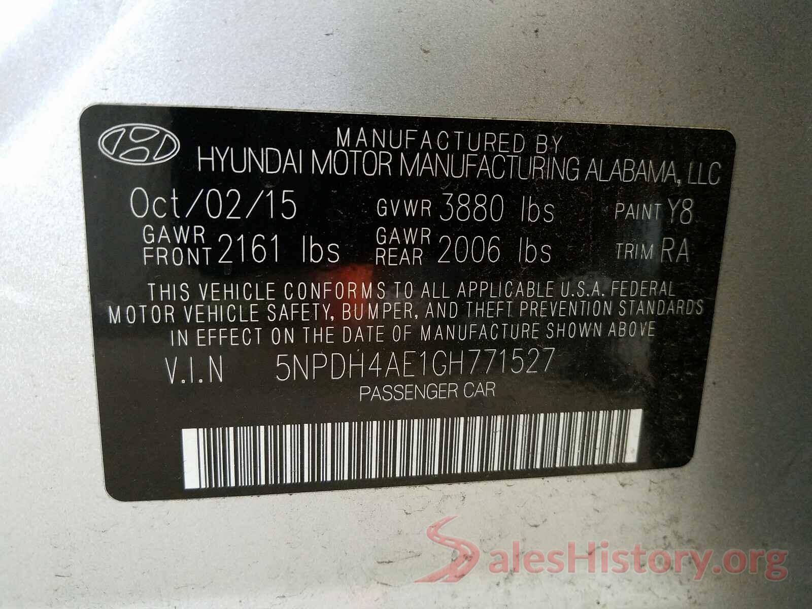 5NPDH4AE1GH771527 2016 HYUNDAI ELANTRA