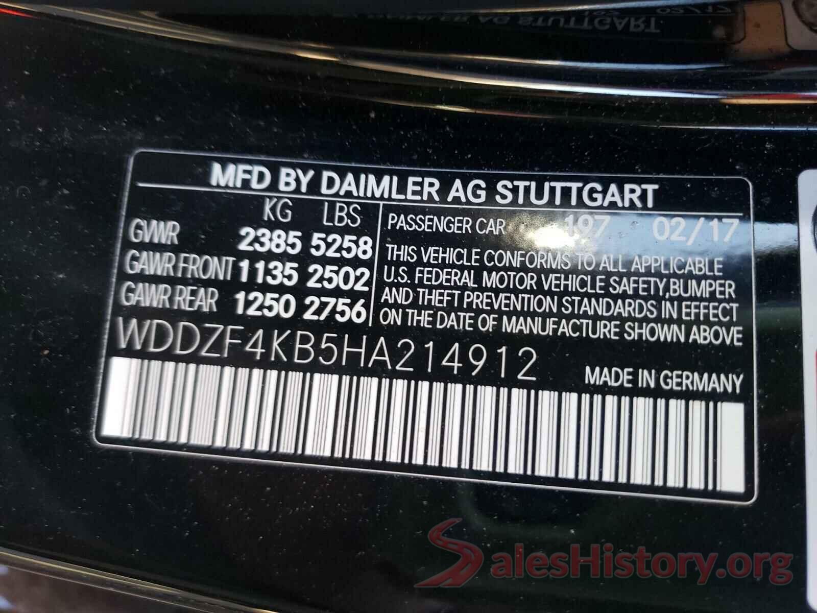 WDDZF4KB5HA214912 2017 MERCEDES-BENZ E-CLASS