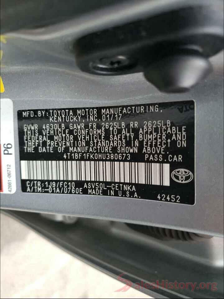 4T1BF1FK0HU380673 2017 TOYOTA CAMRY