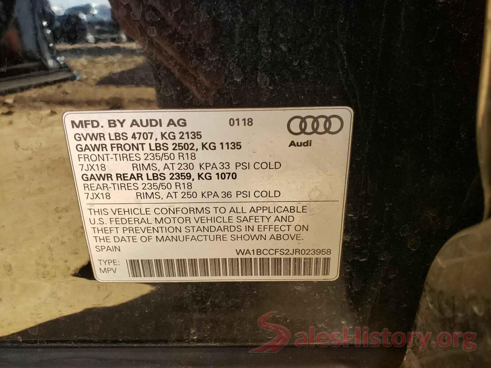 WA1BCCFS2JR023958 2018 AUDI Q3