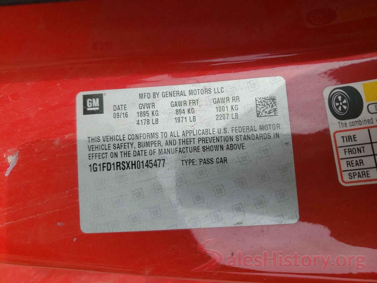 1G1FD1RSXH0145477 2017 CHEVROLET CAMARO