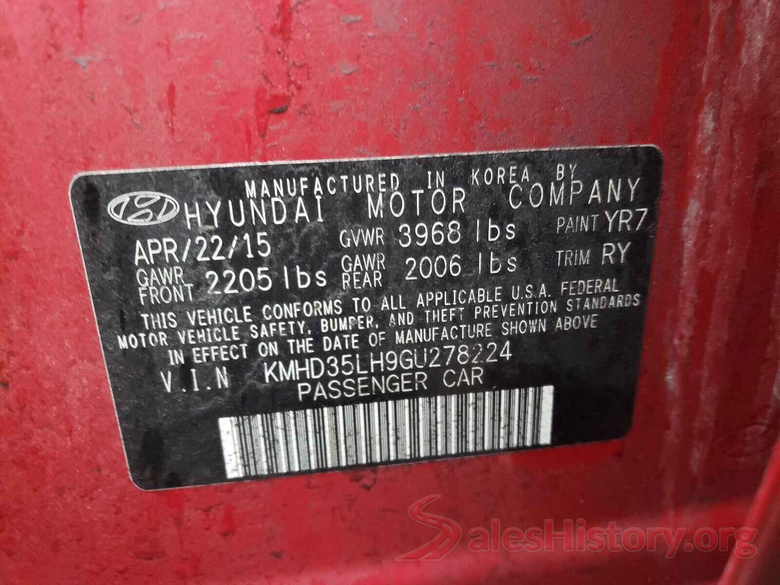 KMHD35LH9GU278224 2016 HYUNDAI ELANTRA