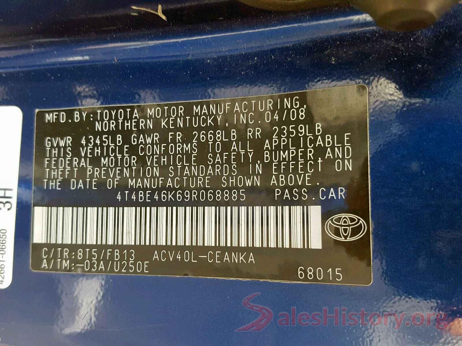 4T4BE46K69R068885 2009 TOYOTA CAMRY BASE