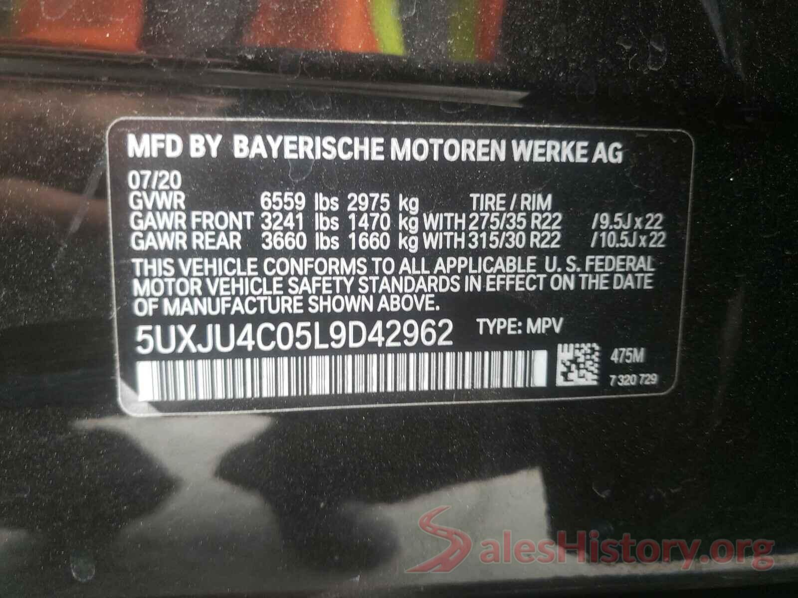 5UXJU4C05L9D42962 2020 BMW X5