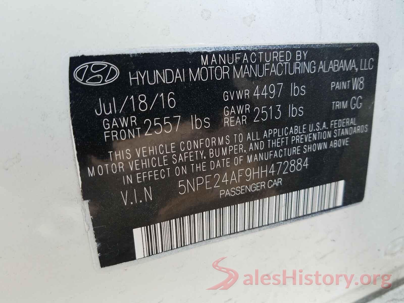 5NPE24AF9HH472884 2017 HYUNDAI SONATA