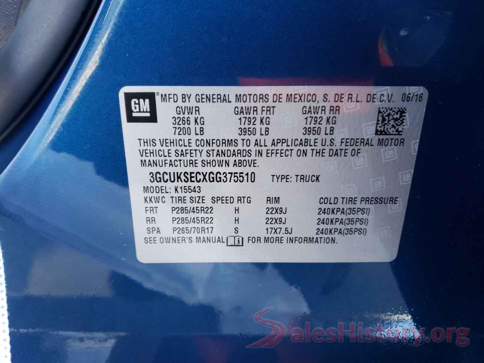 3GCUKSECXGG375510 2016 CHEVROLET SILVERADO