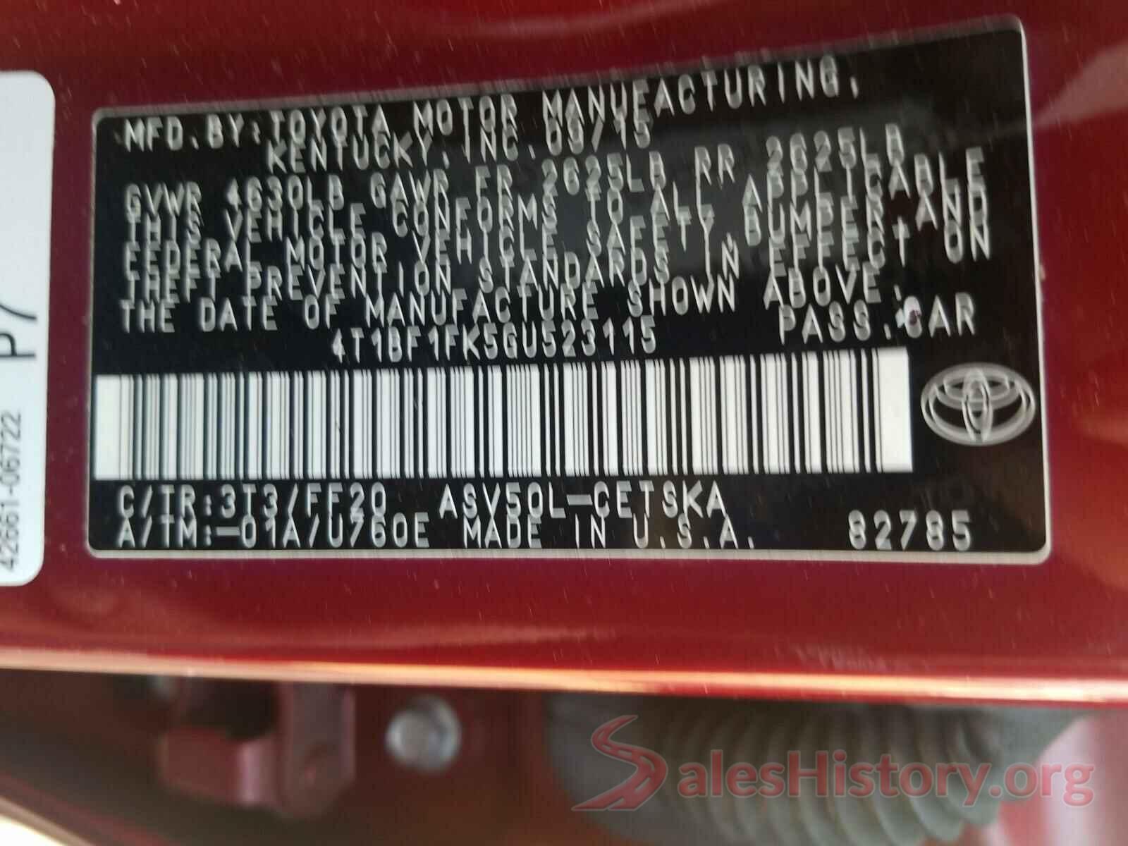 4T1BF1FK5GU523115 2016 TOYOTA CAMRY