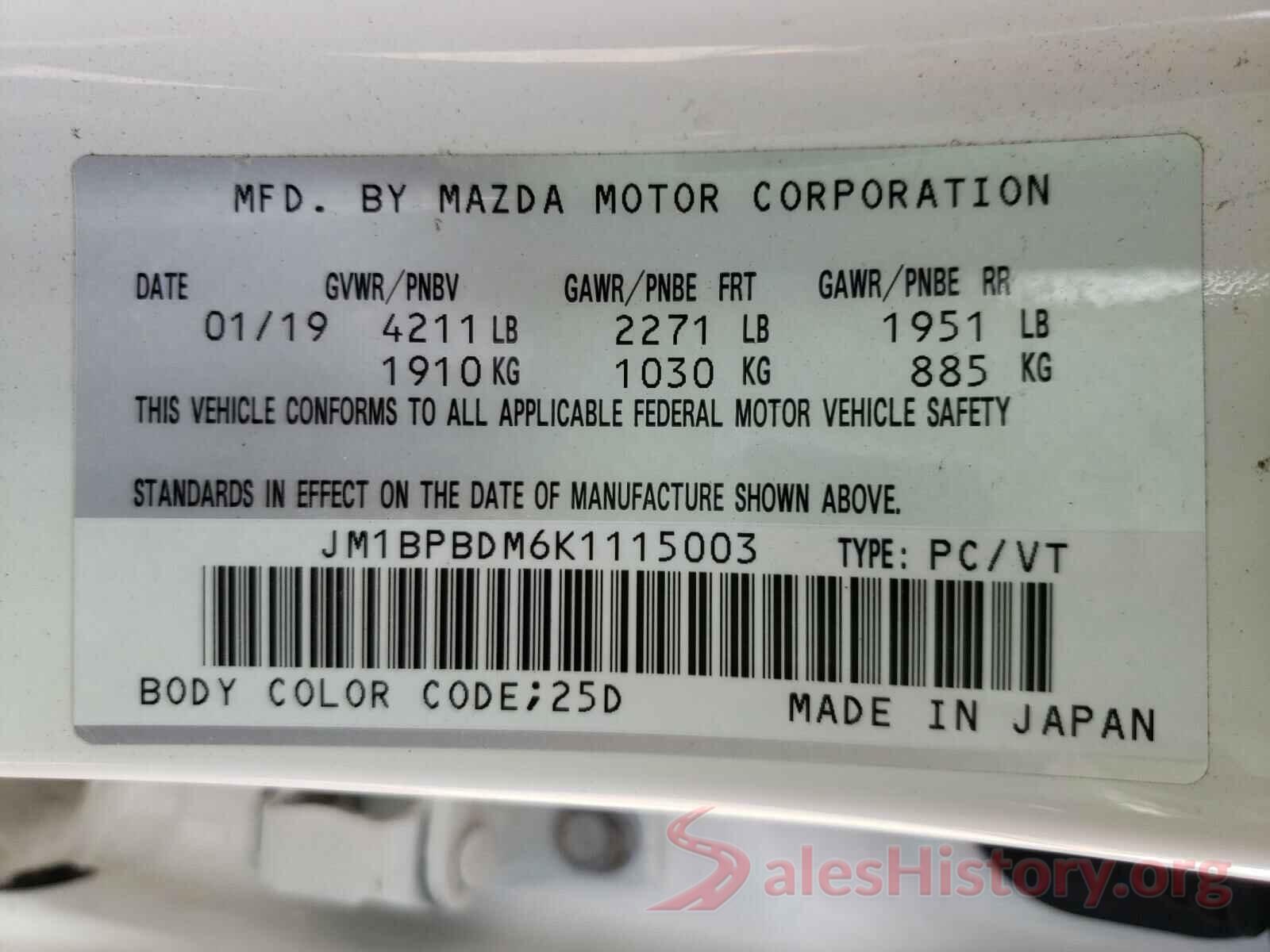 JM1BPBDM6K1115003 2019 MAZDA 3