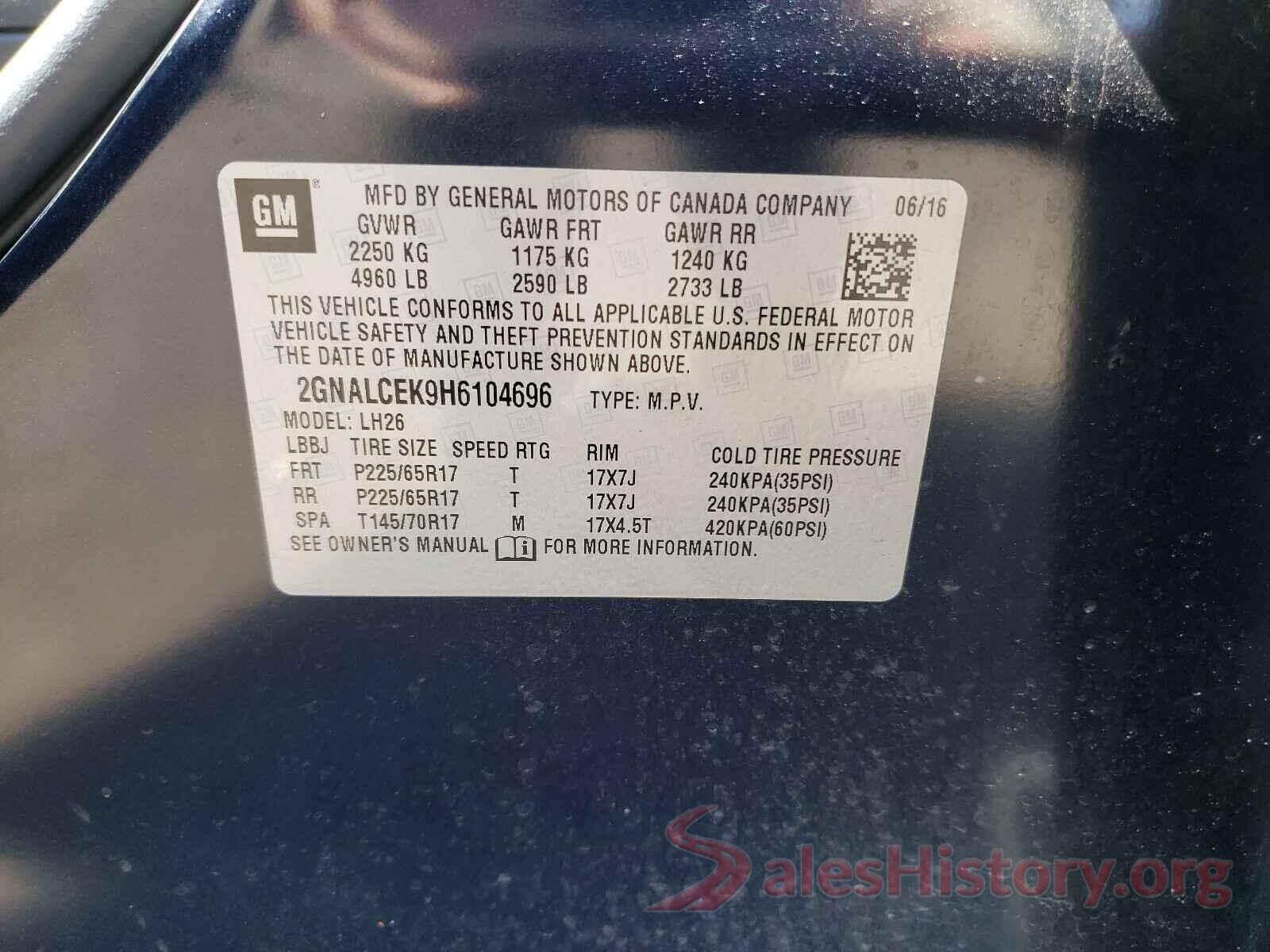 2GNALCEK9H6104696 2017 CHEVROLET EQUINOX