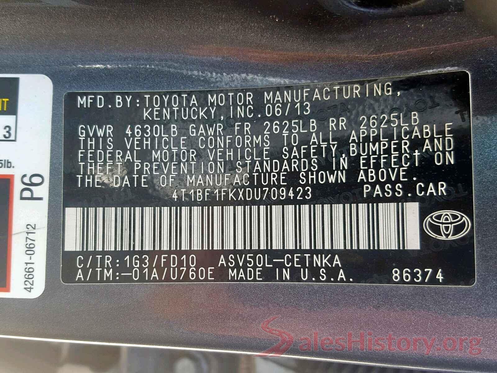 4T1BF1FKXDU709423 2013 TOYOTA CAMRY