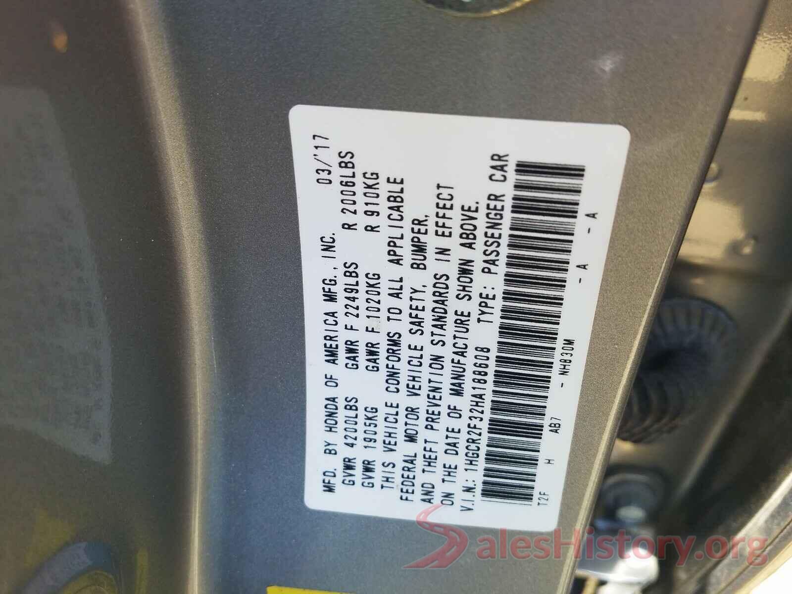 1HGCR2F32HA188608 2017 HONDA ACCORD