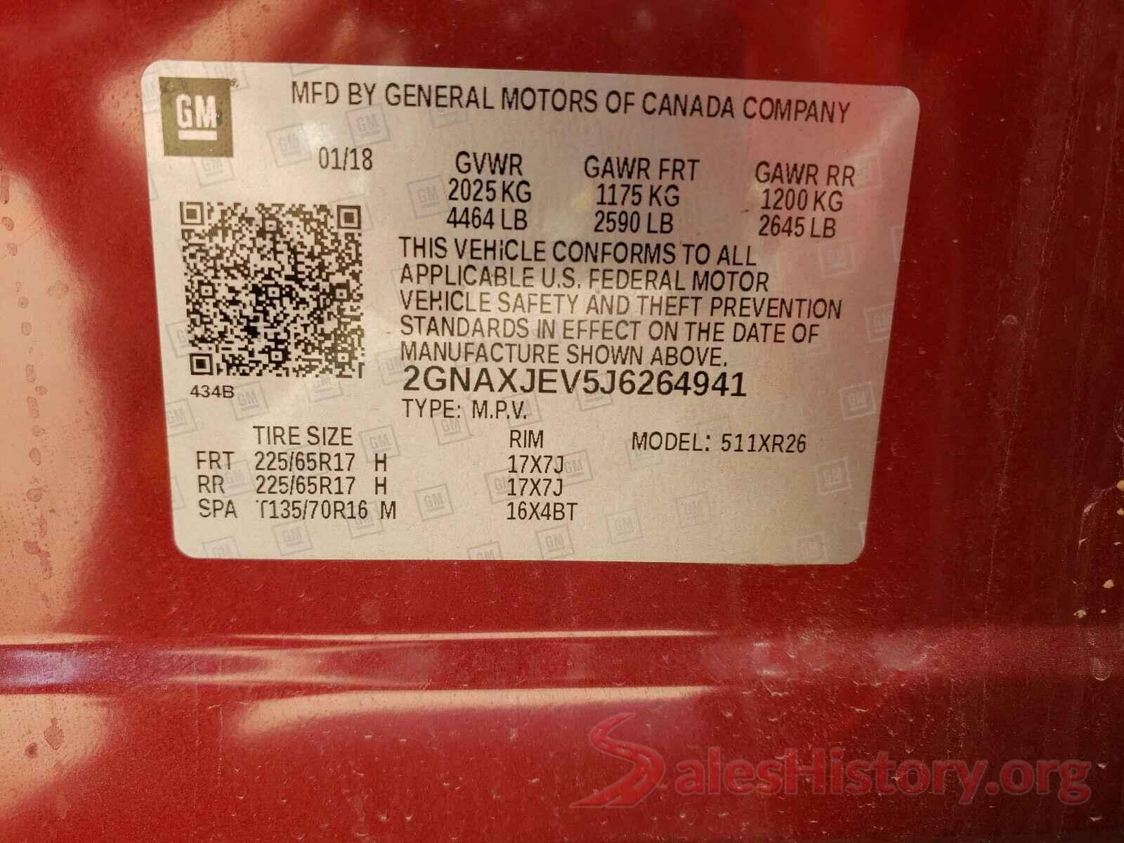 2GNAXJEV5J6264941 2018 CHEVROLET EQUINOX