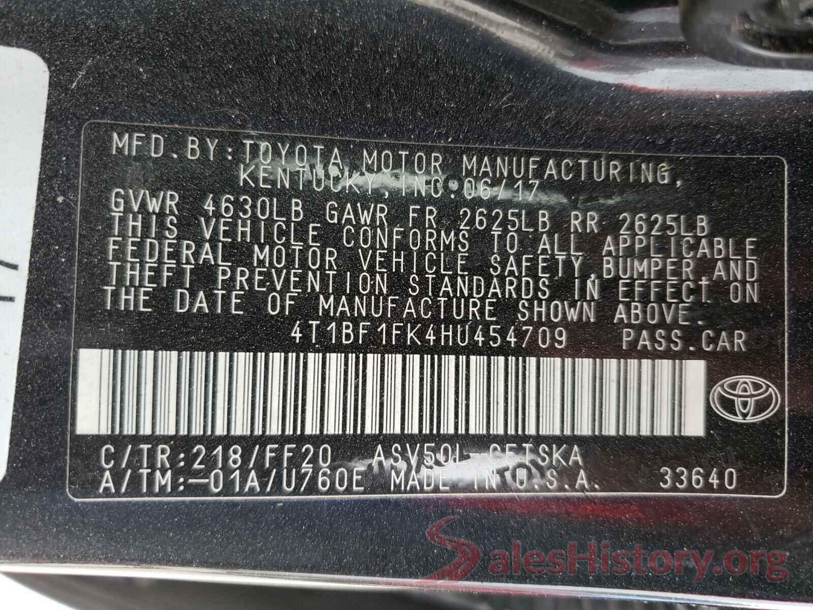 4T1BF1FK4HU454709 2017 TOYOTA CAMRY