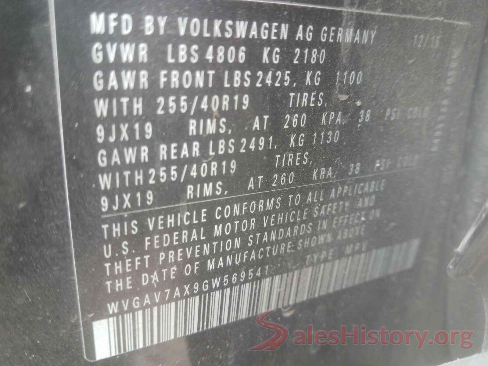 WVGAV7AX9GW569541 2016 VOLKSWAGEN TIGUAN