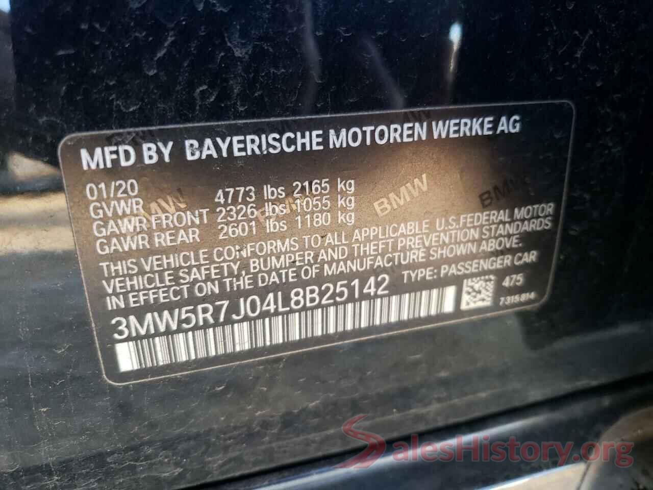 3MW5R7J04L8B25142 2020 BMW 3 SERIES