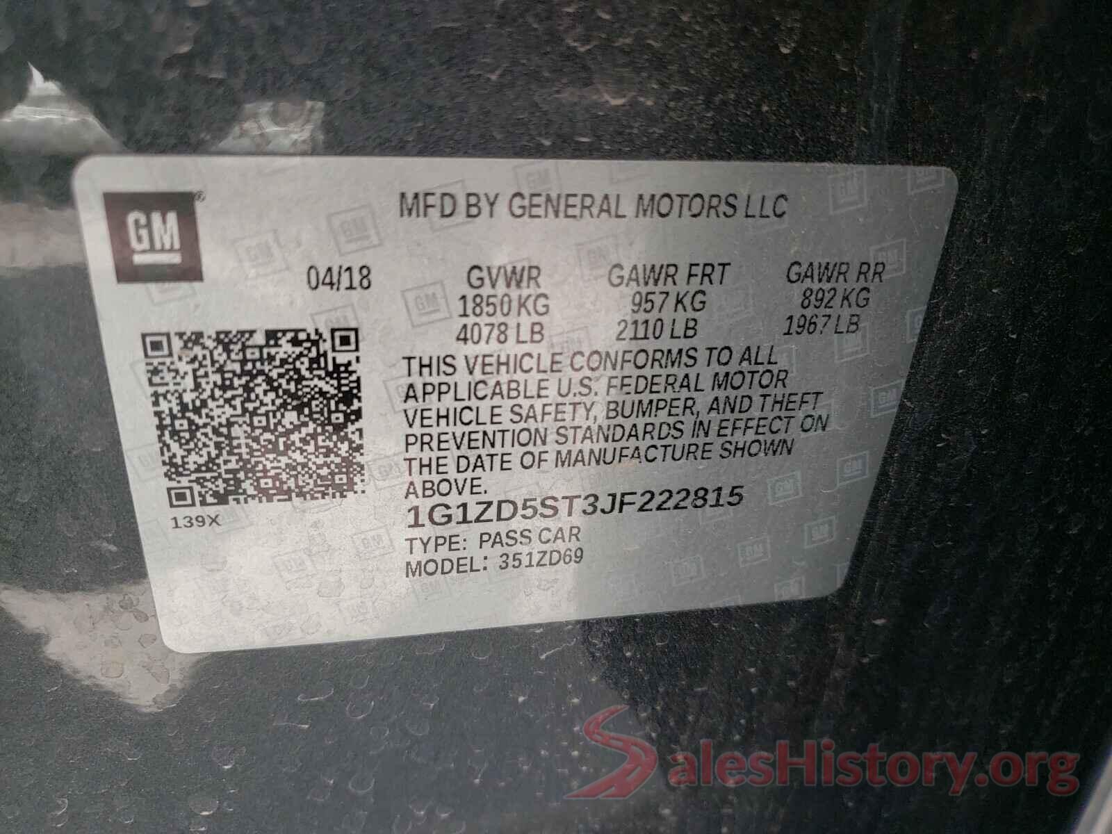 1G1ZD5ST3JF222815 2018 CHEVROLET MALIBU