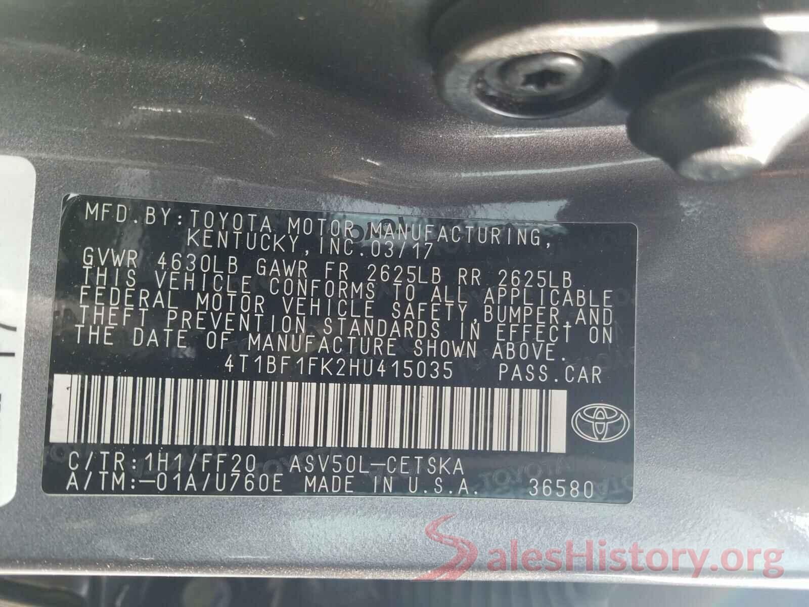 4T1BF1FK2HU415035 2017 TOYOTA CAMRY